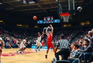 Florida State basketball players during a tense moment in their game against Miami.
