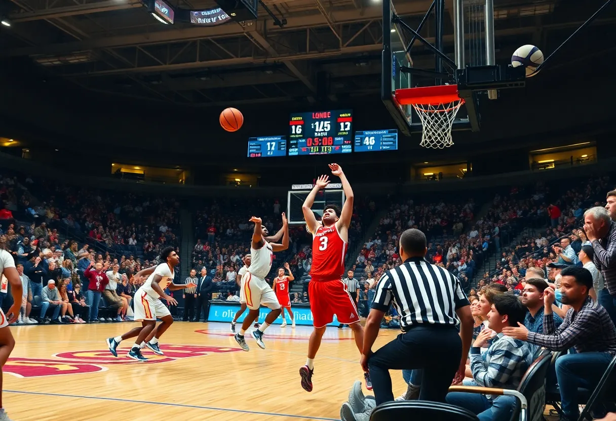 Florida State basketball players during a tense moment in their game against Miami.