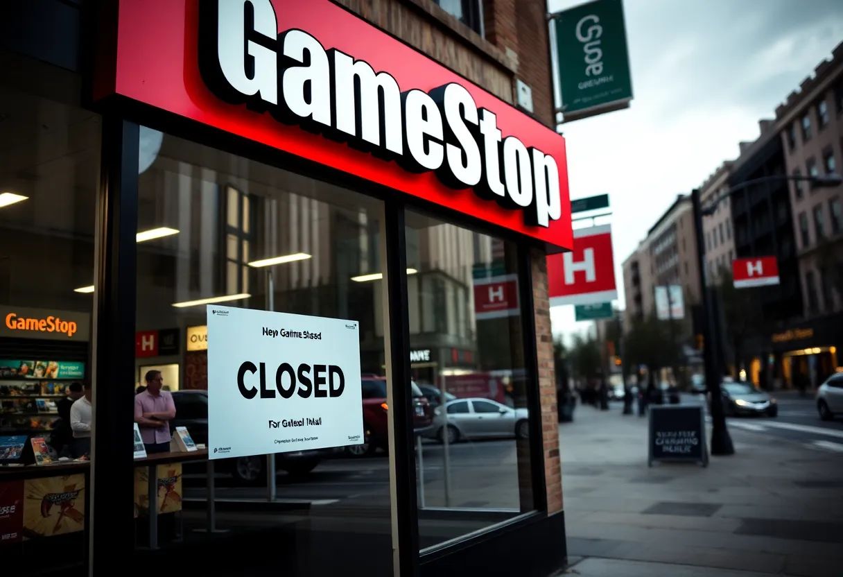 GameStop storefront with a closed sign