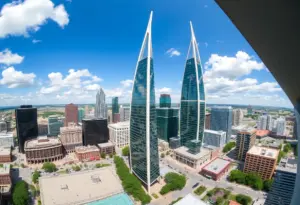 The Sail Tower, an office building in Austin, Texas with a sail-like design