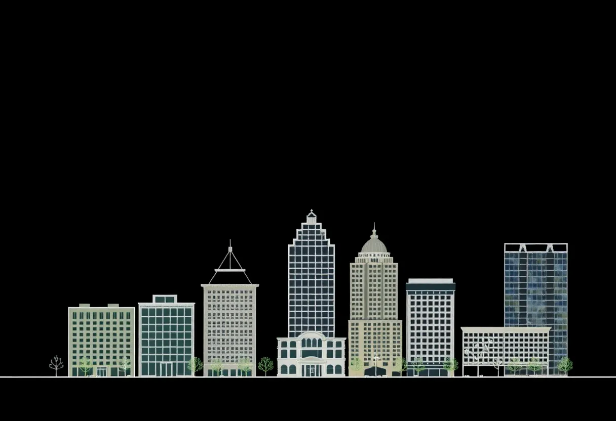 Abstract illustration depicting the challenges in the Austin real estate market with a focus on ethics and transparency.