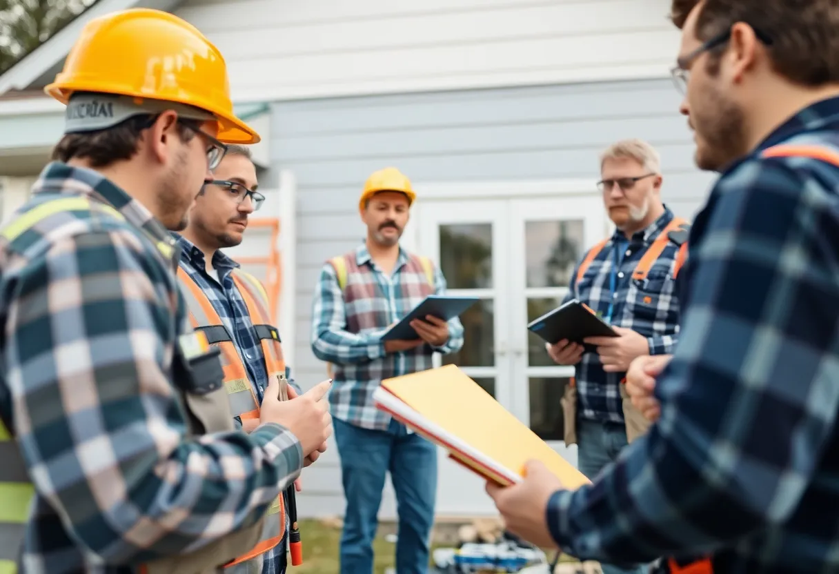 Certified inspectors conducting a home inspection