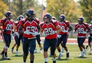 Houston Cougars football team practicing together
