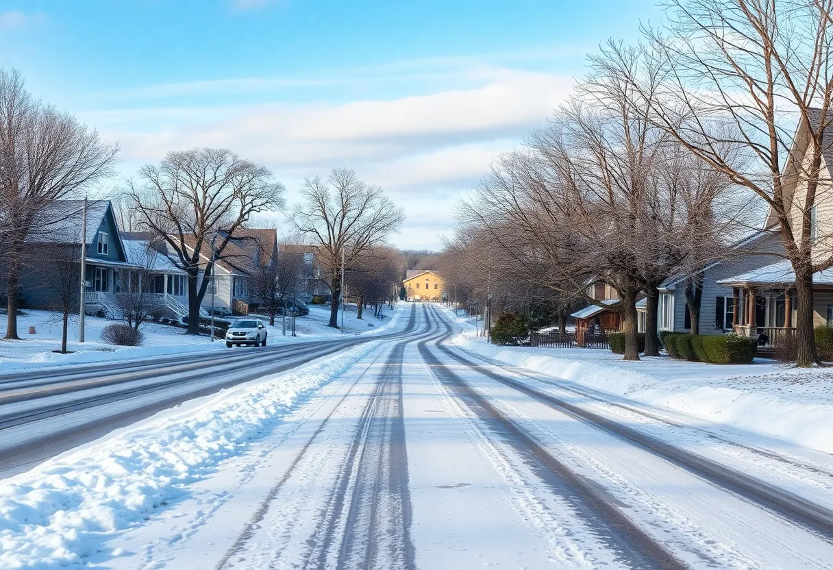 Icy roads in Austin Texas during winter storm