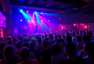 Audience enjoying Jackie Venson's live performance at a nightclub