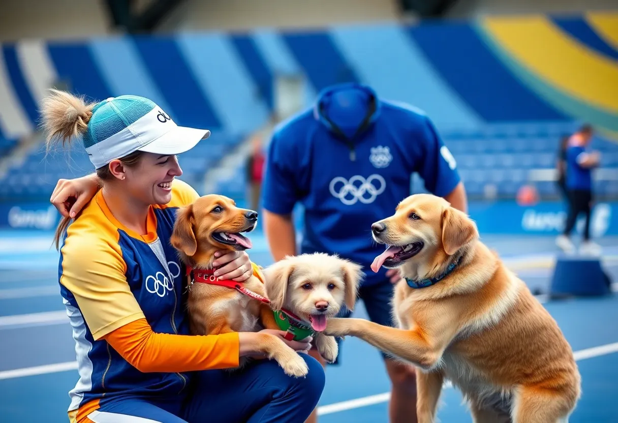Olympic athletes with their pets showcasing companionship