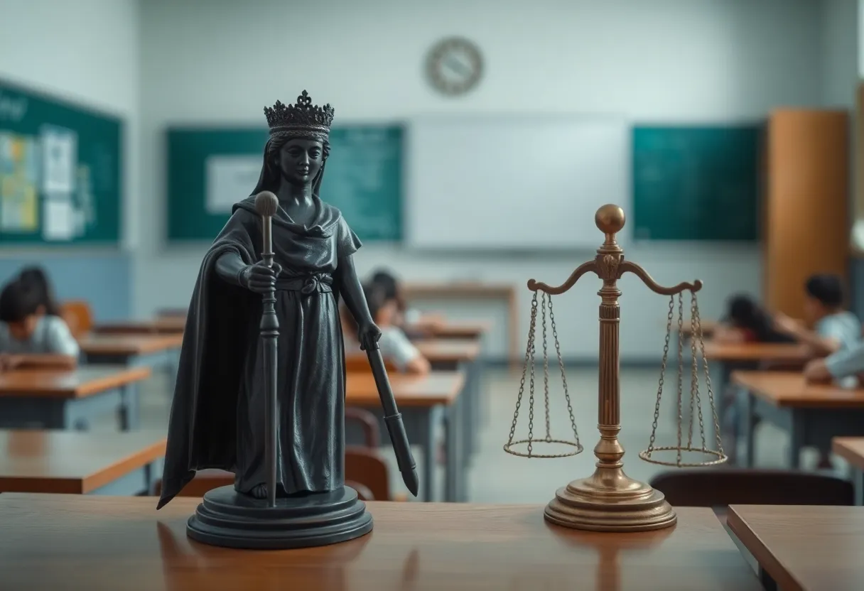 Abstract representation of justice in education contexts.