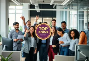 Keller Williams employees in a collaborative office environment.