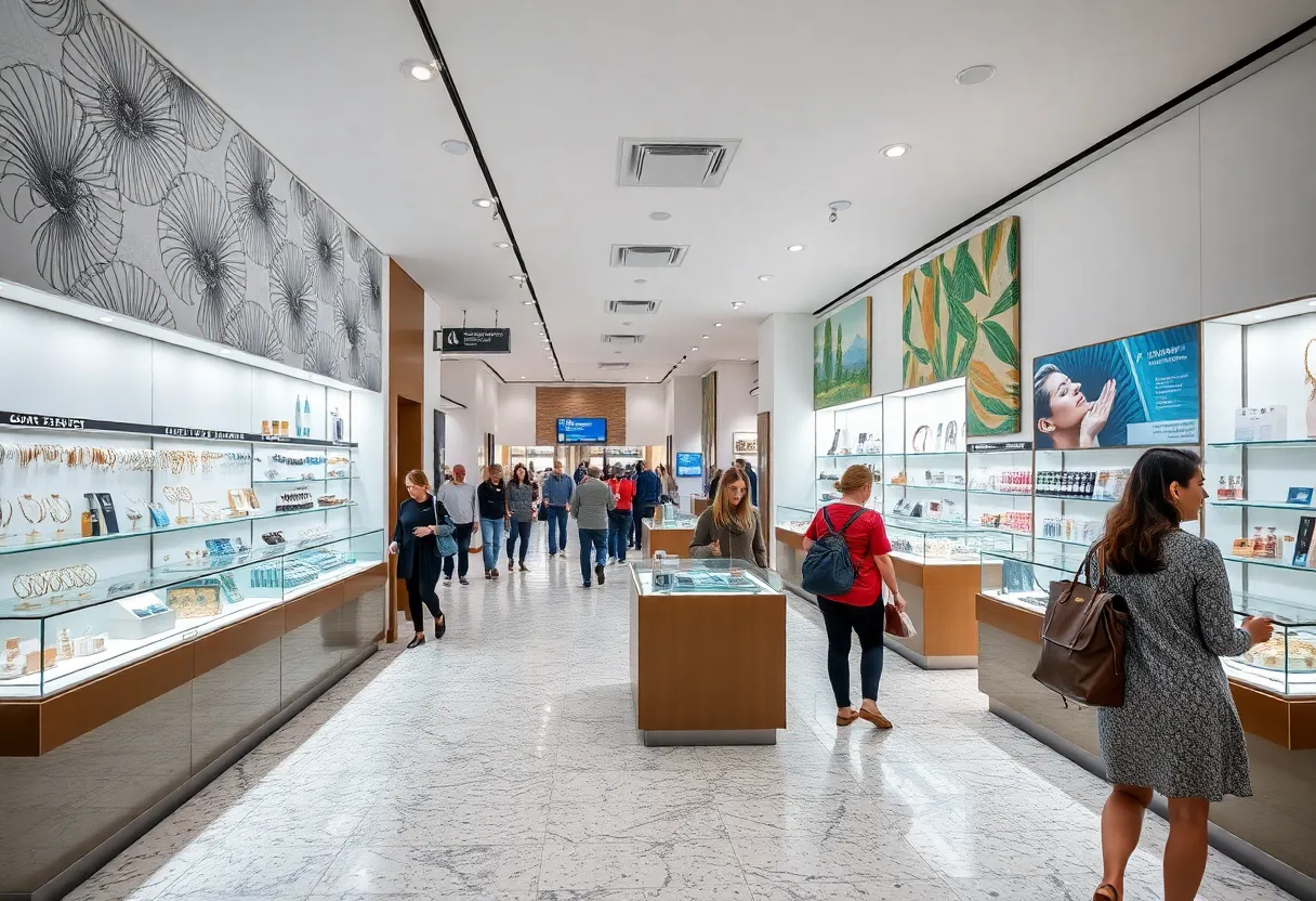 Interior of Kendra Scott airport store at Austin–Bergstrom International Airport