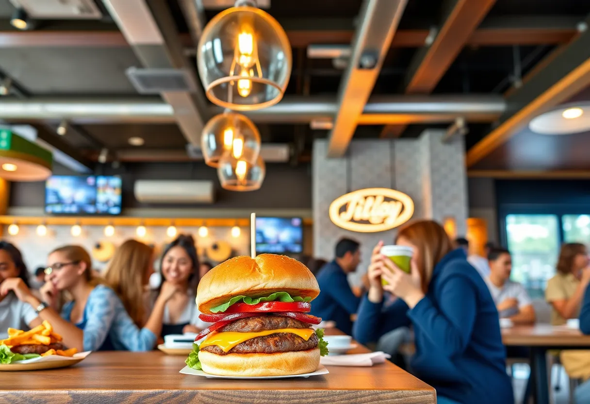 Interior of Killer Burger restaurant in Austin