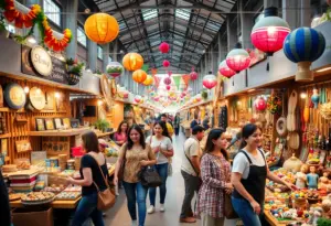 Vendors and shoppers at Le Garage Sale in Austin