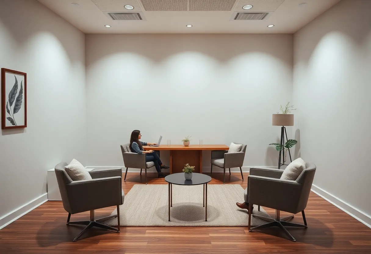 A mediation room designed for amicable discussions and conflict resolution.