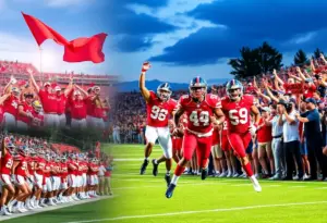 Miami Hurricanes football team celebrating their victory at the Fiesta Bowl.