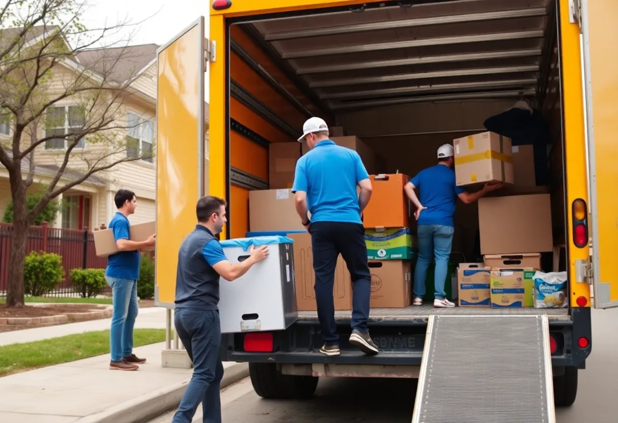Mighty Might Moving team packing items in Central Austin