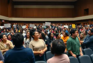 Community members celebrating MLK Day at Austin College