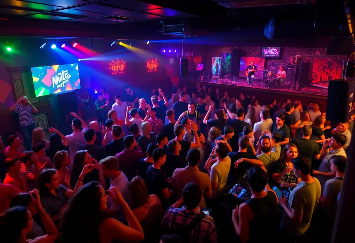 DJ performing at a lively Nashville event, capturing the vibrant nightlife atmosphere.