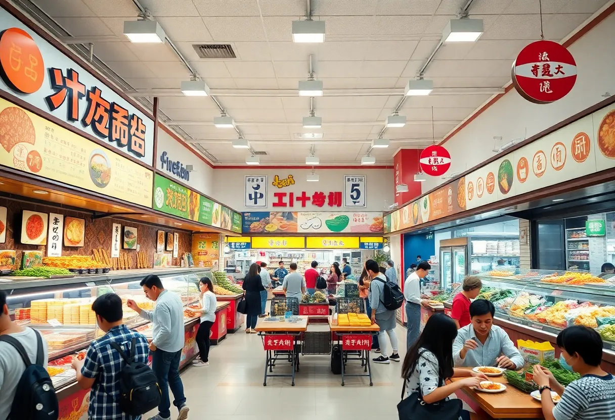 Interior of the new H Mart location in Austin featuring food court and Asian groceries