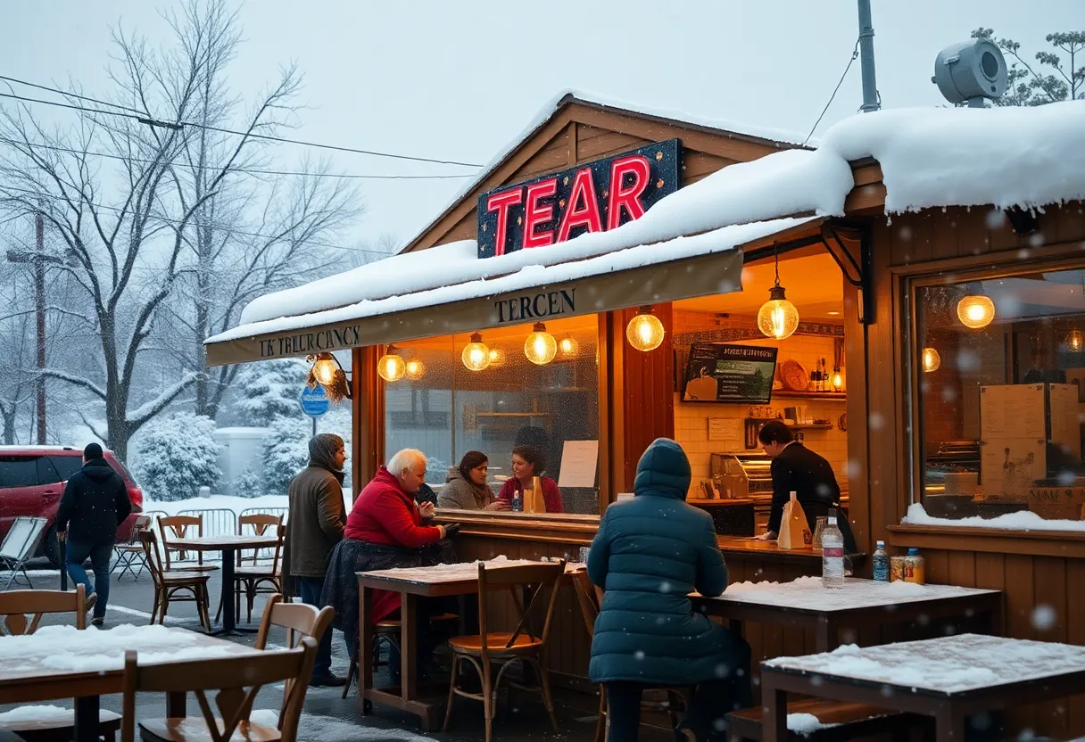Small business operating during a winter storm in North Texas