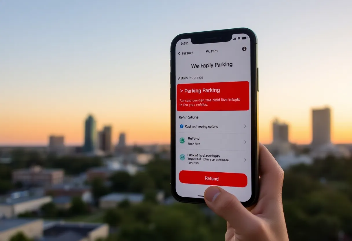 Screenshot of Park ATX app highlighting refund feature
