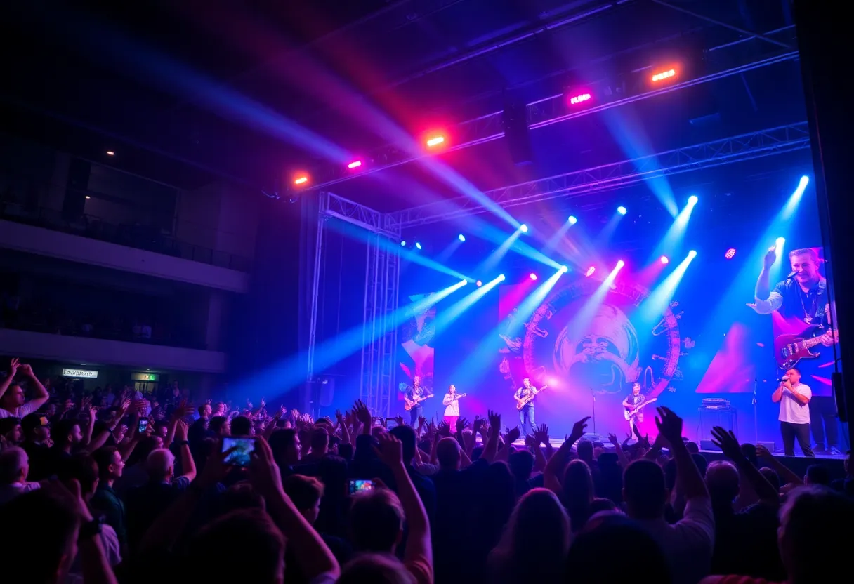 Crowd enjoying a concert during the Peso Pluma tour.