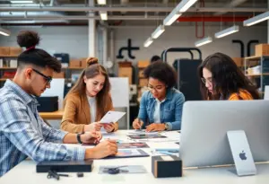 Creative workspace for print-on-demand activities.