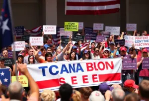 Supporters of Governor Abbott at a political rally in Texas