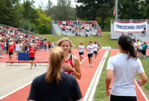 Track and field athletes competing at Refugio High School event