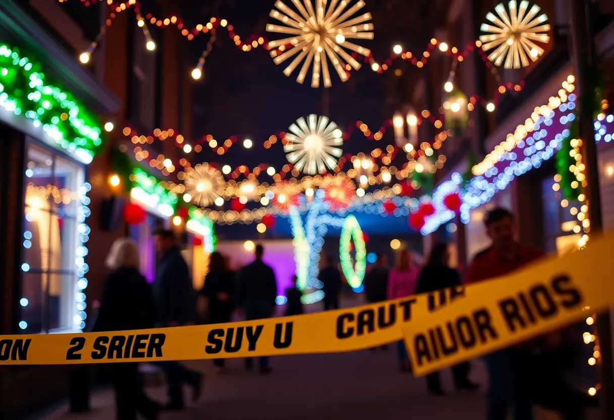 Scene of a New Year's Eve party with caution tape