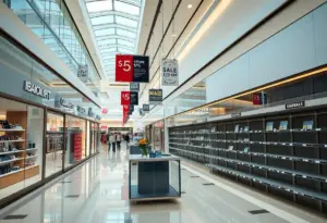 Empty luxury store shelves during Saks Global bankruptcy