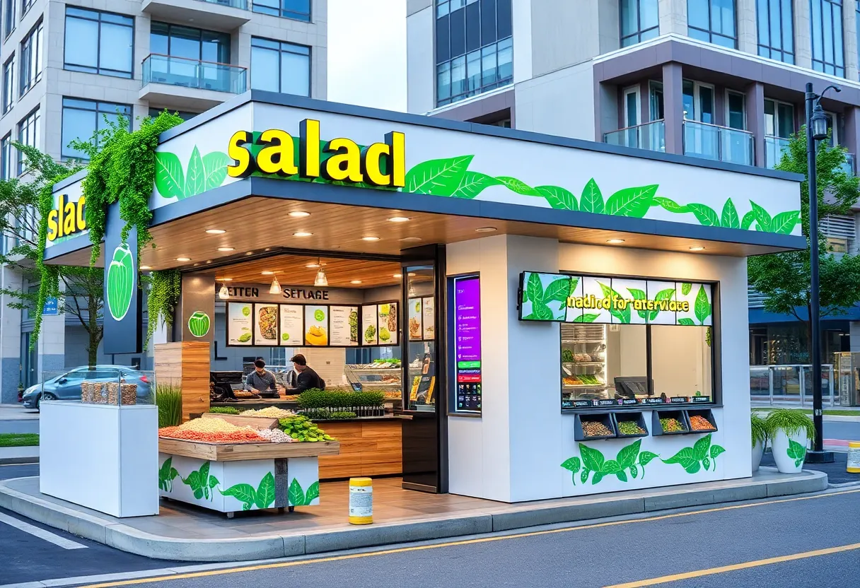 Drive-thru restaurant featuring fresh salads