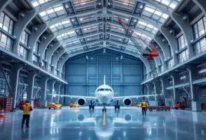 A rendering of the new maintenance hangar at San Antonio International Airport
