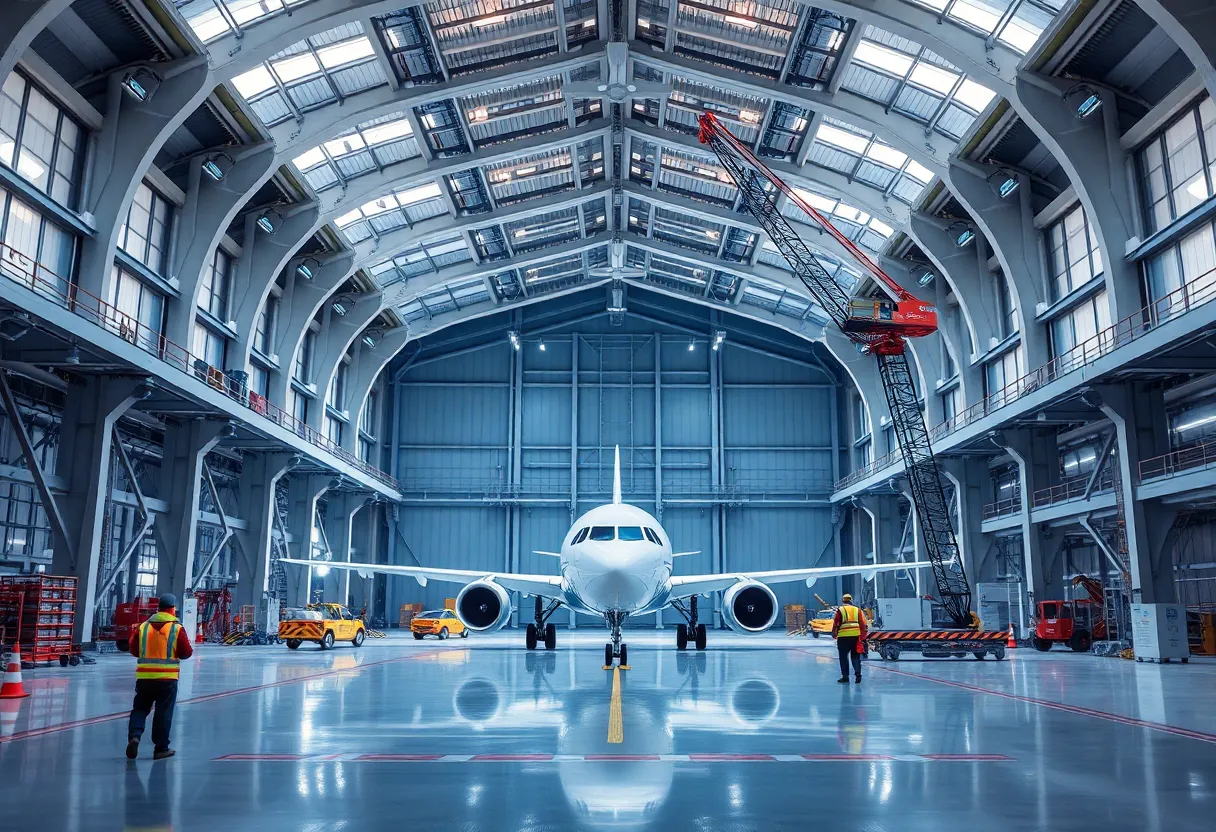 A rendering of the new maintenance hangar at San Antonio International Airport