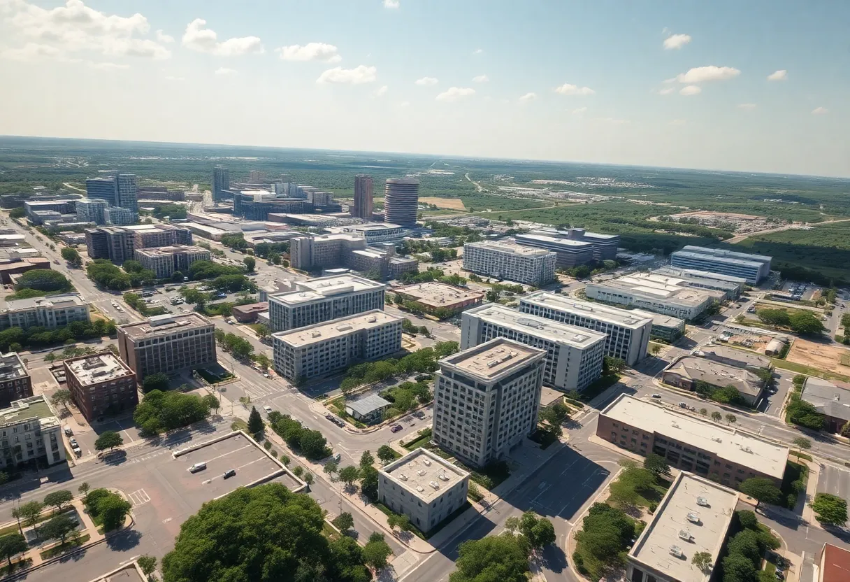 Aerial view of new development projects in San Antonio