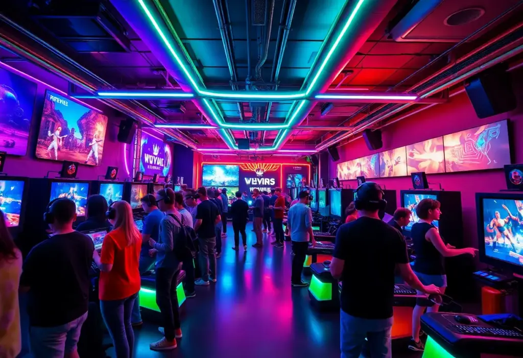 Interior view of Sandbox VR venue in Houston with players gaming