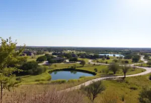 Overview of Santa Rita Ranch with nature trails and lakes