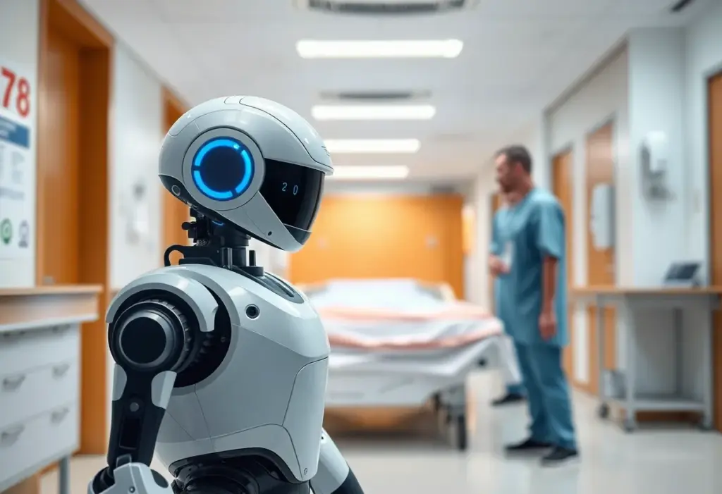 Autonomous robot assisting in a hospital for healthcare staff