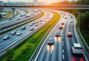 A view of the SH 130 toll road illustrating modern transportation infrastructure.