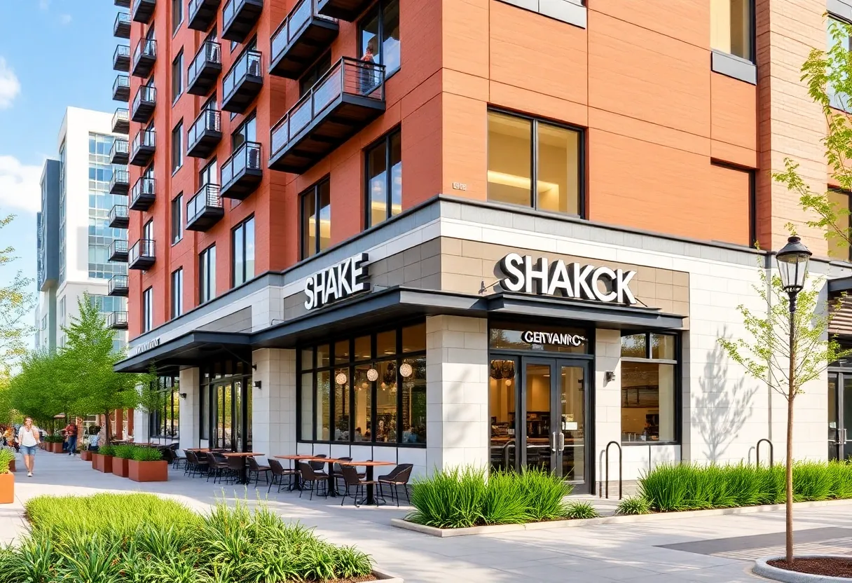 Exterior view of the new Shake Shack in EastVillage, Austin