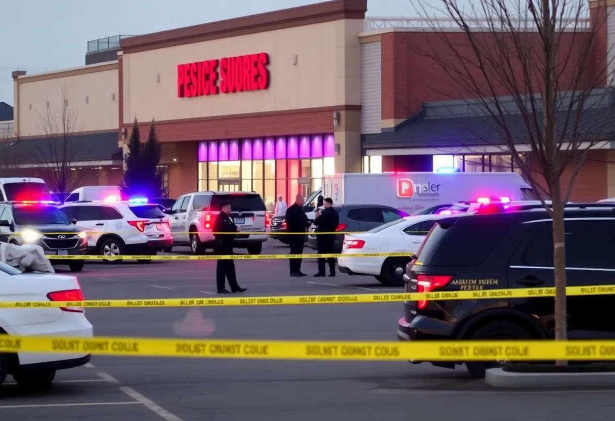 Police and emergency response vehicles at Target store parking lot in Austin