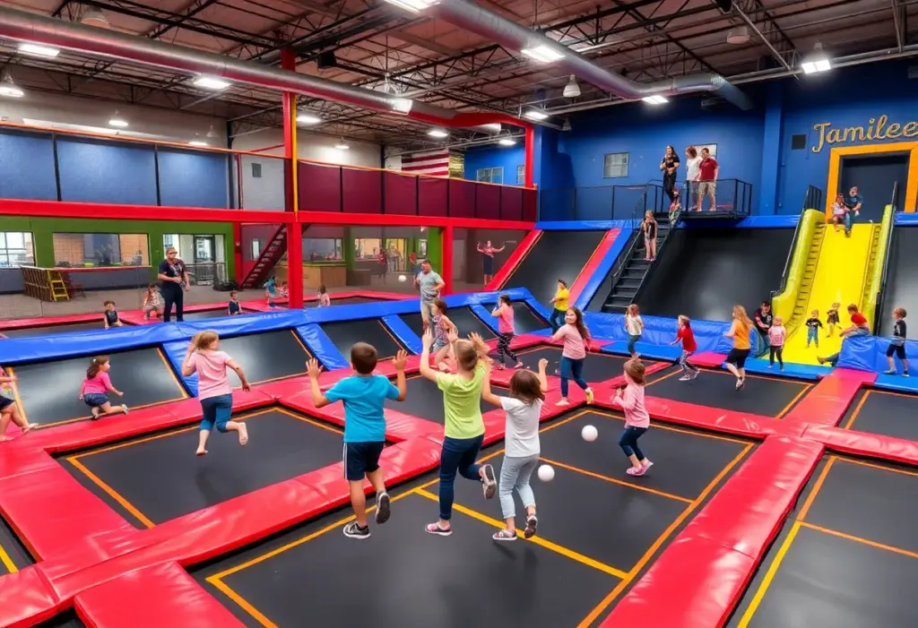 Families enjoying jumping at Sky Zone Cedar Park trampoline park