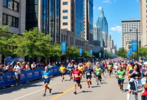 Runners participating in the Spurs Austin International Half Marathon in Austin, Texas