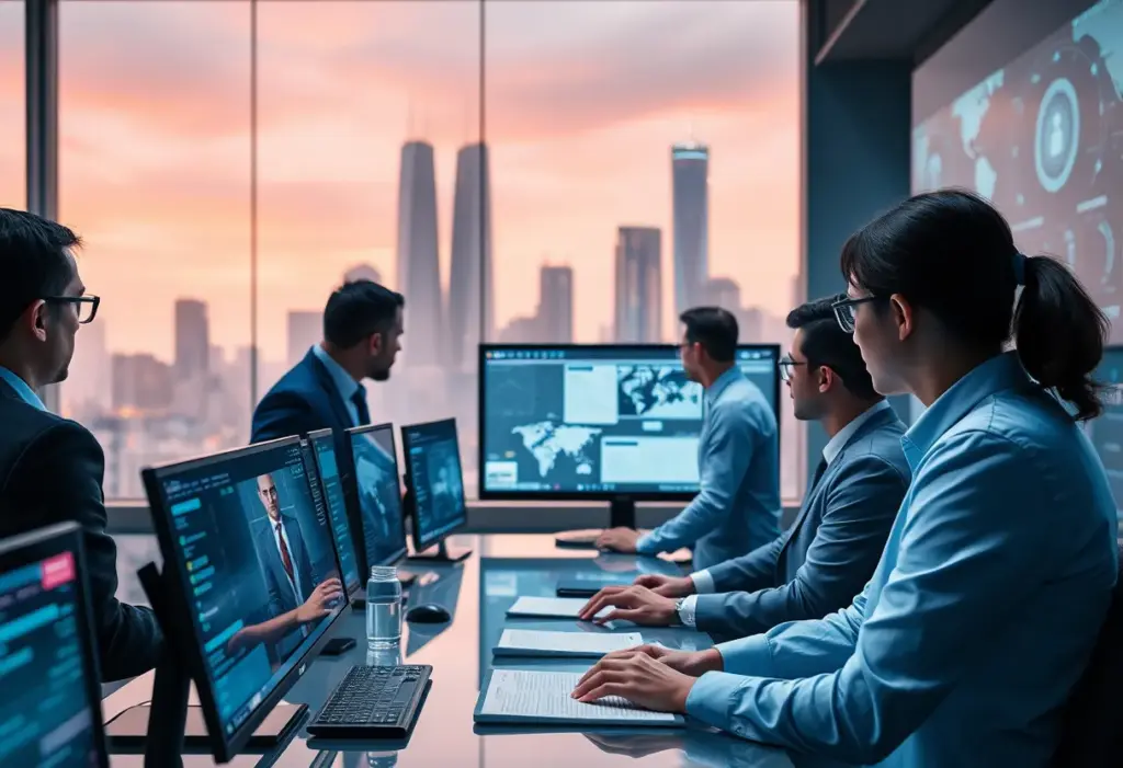 Technology professionals monitoring supply chain security threats