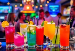 A selection of colorful non-alcoholic drinks at Stargazer Bar during Dry January.