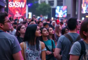 Festival goers at the SXSW Film Festival in Austin