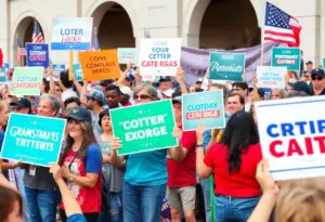 Supporters at a political rally in Texas for James Talarico's Senate campaign