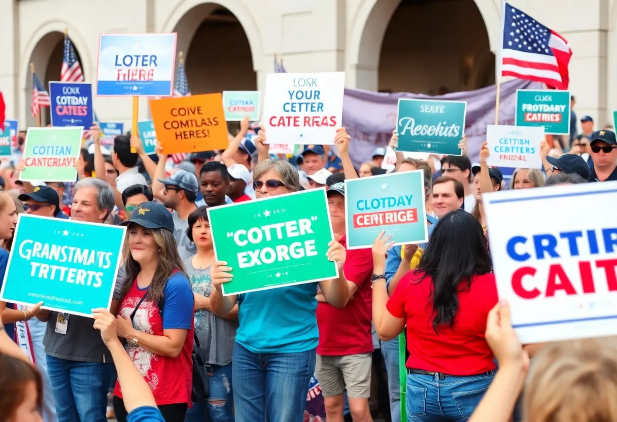 Supporters at a political rally in Texas for James Talarico's Senate campaign