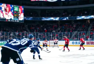 Action shot from the NHL game between the Tampa Bay Lightning and the Dallas Stars