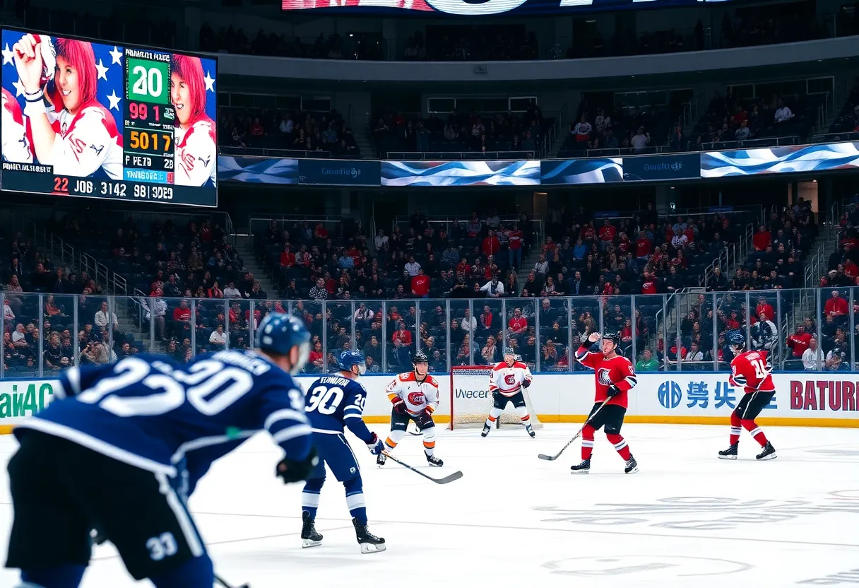 Action shot from the NHL game between the Tampa Bay Lightning and the Dallas Stars