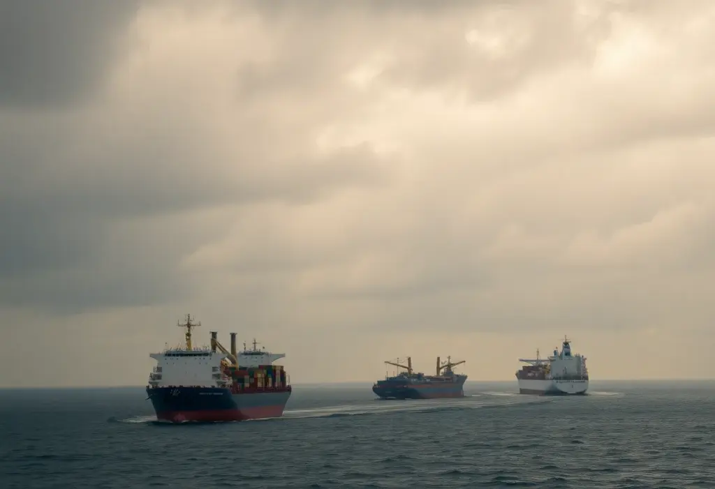 Tanker ships representing U.S. sanctions on Iranian oil transport