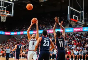 North Carolina Tar Heels basketball team playing against Notre Dame